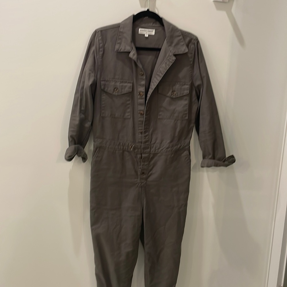 Green utility jumpsuit.